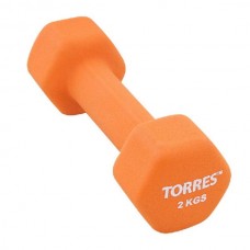 Гантель "TORRES 2 кг" арт.PL55012, металл в неопреновой оболочке, форма шестигранник, оранжевый Гантель "TORRES 2 кг" арт.PL55012, металл в неопреновой оболочке, форма шестигранник, оранжевый