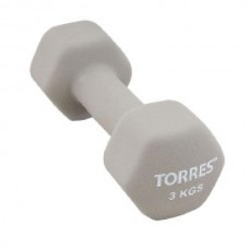 Гантель "TORRES 3 кг" арт.PL55013, металл в неопреновой оболочке, форма шестигранник, серый Гантель "TORRES 3 кг" арт.PL55013, металл в неопреновой оболочке, форма шестигранник, серый