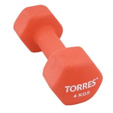 Гантель "TORRES 4 кг" арт.PL55014, металл в неопреновой оболочке, форма шестигранник, красный Гантель "TORRES 4 кг" арт.PL55014, металл в неопреновой оболочке, форма шестигранник, красный